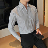Men's Large V Non-ironing Striped Shirt